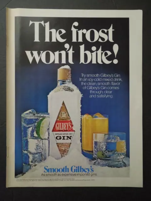 1978 GILBEY'S GIN Magazine Ad - The Frost Won't Bite!