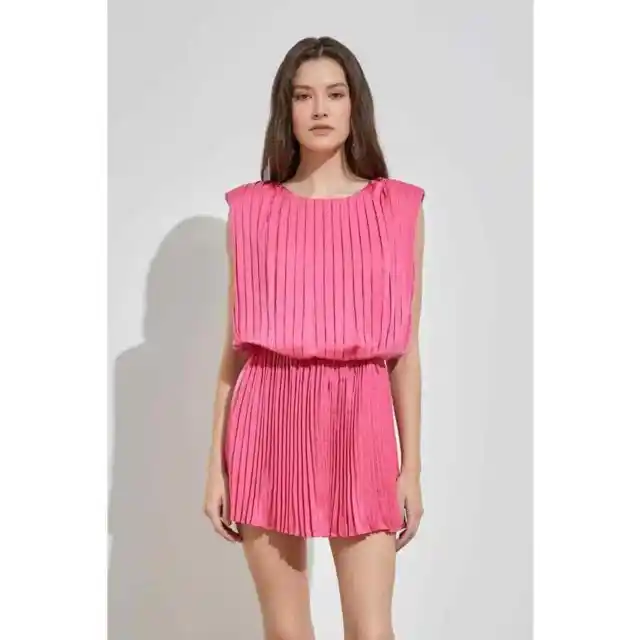 Do * Be Pleated Romper in Fondant Pink M