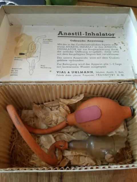 Inhalator Inhalations-Apparat, Vial & Uhlmann in OVP alt antik Anastil