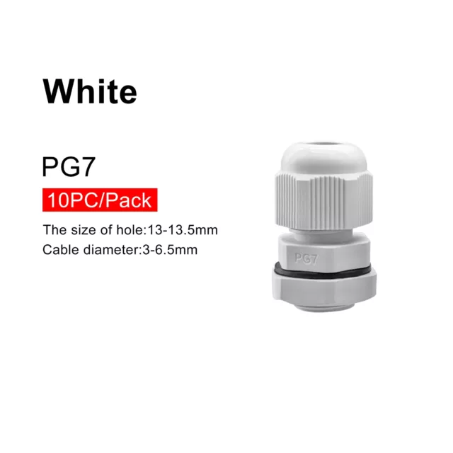 Waterproof Cable Gland 10Pcs Cable Entry IP68  PG7 PG9 PG11 PG13.5 PG16