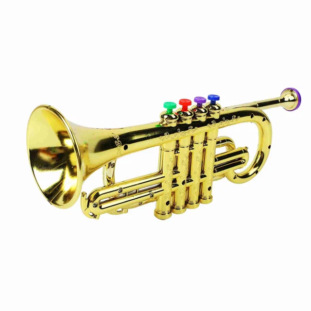 Shuliwen Kids Plastic Trumpet 12pcs Plastic Trumpet Noise Maker Kids Toys Cheerleader Football Match Cheering Props Birthday Party Favor Gift Golden