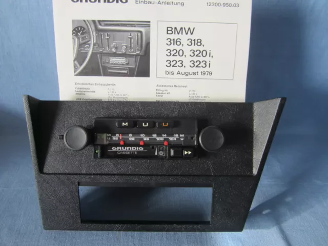 OLDTIMER-RADIO GRUNDIG BMW E21 316 318 320i 323 CASSETTE BLENDE OVP ! AUTO-RADIO