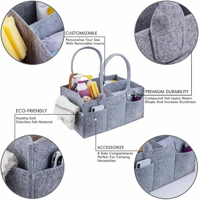 Baby Nappy Caddy - Nursery Storage Bin and Car Organizer for Diapers and Baby...