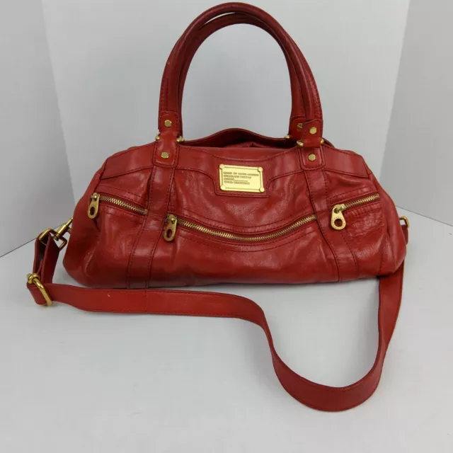 Marc Jacobs Hail to Queen Liz Red Multi Coloblock Leather Large Satchel Bag