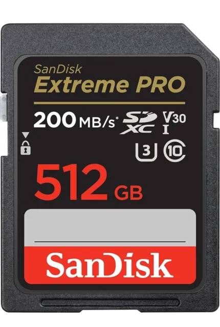 SanDisk Extreme PRO  SDXC V30 512GB - up to 200 Mb/s  Memory Card