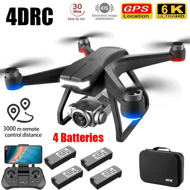 4DRC F11 GPS WIFI FPV RC Drone 6K Doble Cámara HD Cuadricóptero sin escobillas 4 Batería