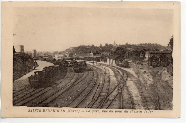 SAINTE MENEHOULD - Marne - CPA 51 - la gare et ses trains vue du pont
