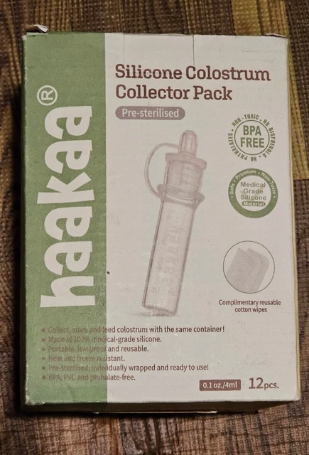 HaaKaa Silicone Colostrum Collector Set 12 Piece 2 Storage Cases and 2 Cloth
