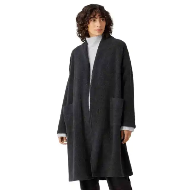 EILEEN FISHER Brushed Wool & Cashmere Doubleface Shawl Collar Coat Women’s Large