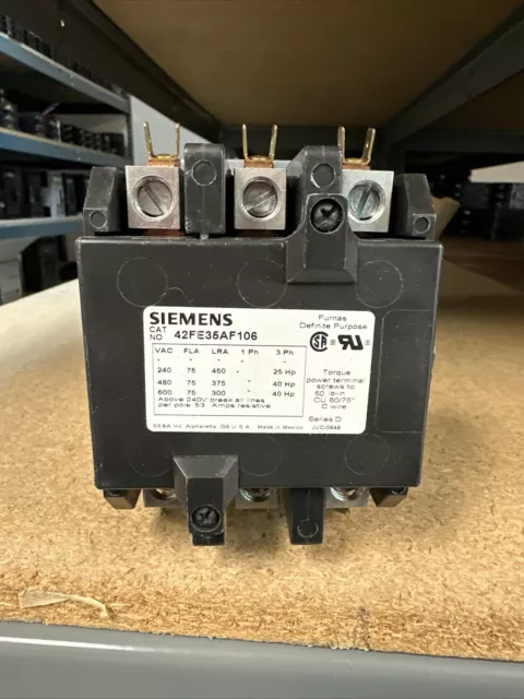 Siemens Furnas 42FE35AF106 Series D Contactor 110V@50Hz 120V@60Hz NEW