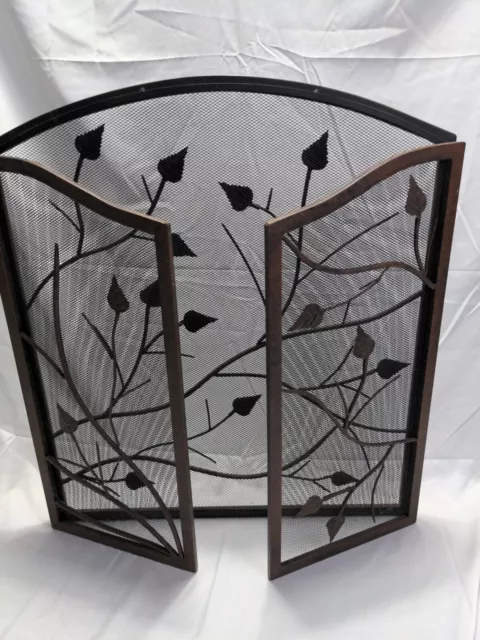 VTG Wrought Iron Decorative Fireplace Screen With Leaves
