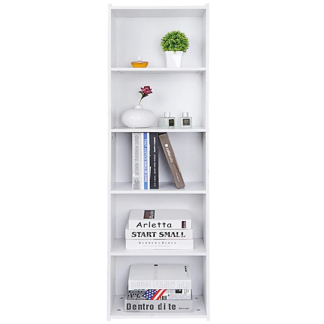 5 TIER BOOKCASE Organizer Open Book Shelf MDF PB Bookshelf Display 5