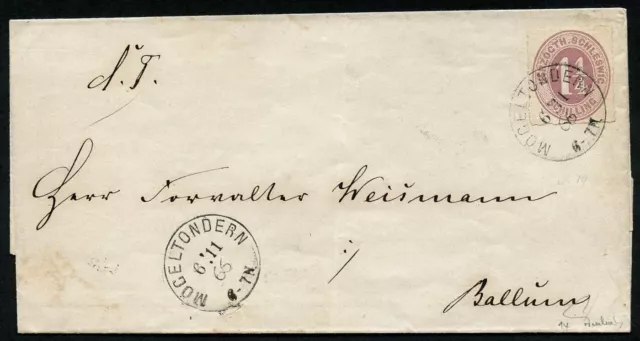 Schleswig-Holstein 1866 Brief K1 Mögeltondern Ballum Fotoattest Möller/ 21 RAR