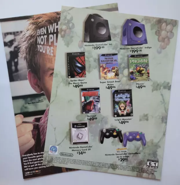 2002 Walmart Nintendo GameCube Console Controllers Nintendo Power Ad 16x10.5"