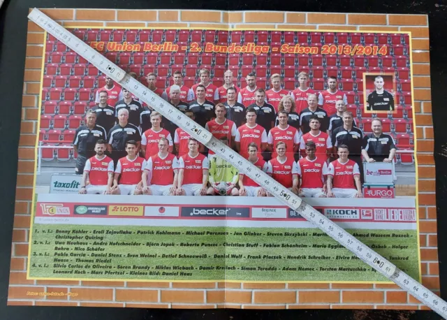 Poster 1. FC Union Berlin, 2. Bundesliga 2013/2014, Tusche, Neuhaus, 39 x 28 cm