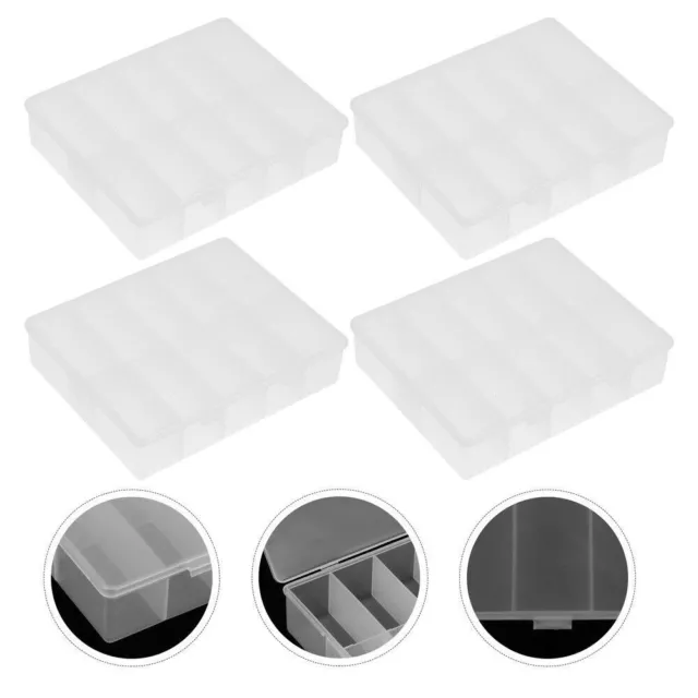 4 Pieces False Nail Tips Transparent Storage Box with 10 Number Empty Spaces Art