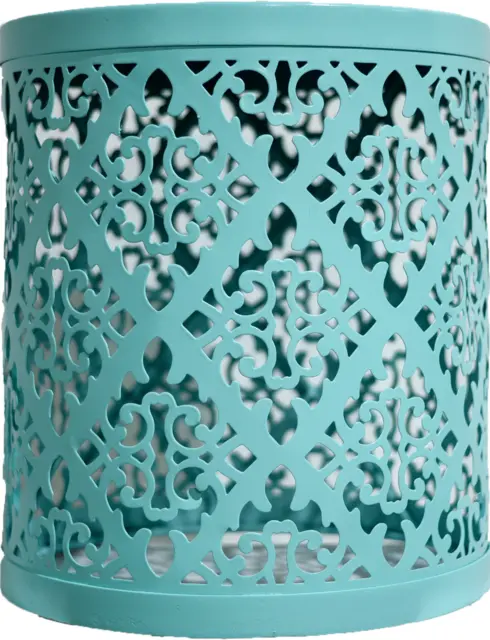 Contemporary Chinoiserie Fretwork Garden Stool in Blue - Newly Painted