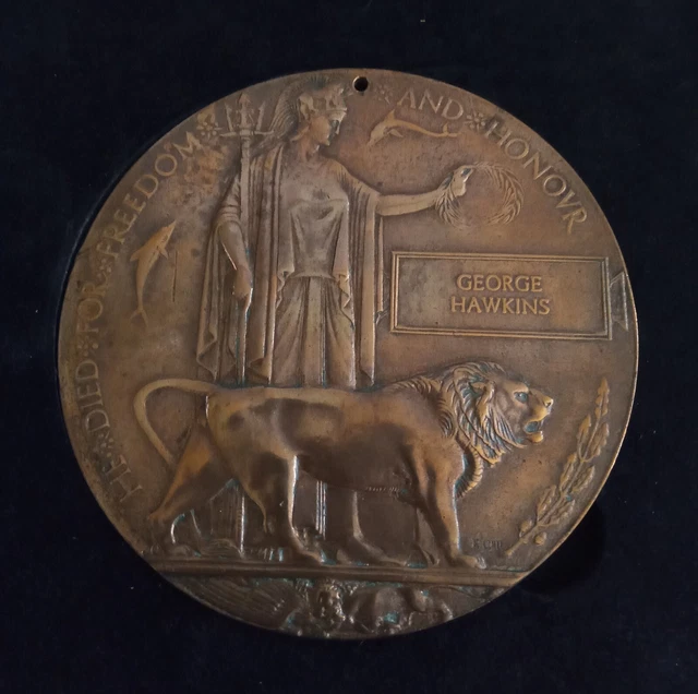 Ww1 memorial death plaque to george hawkins 48 00 picclick uk