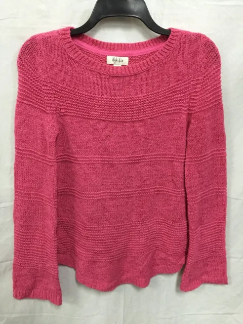 Style Co Mixed-Stitch Crew-Neck Sweater Berry Punch XL - NEW WITHOUT TAG