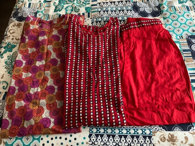 Bellissimo Payjama Rosso Da Ragazza Kameez, Taglia Small + Top Krti Età 9-10, Buone Condizioni