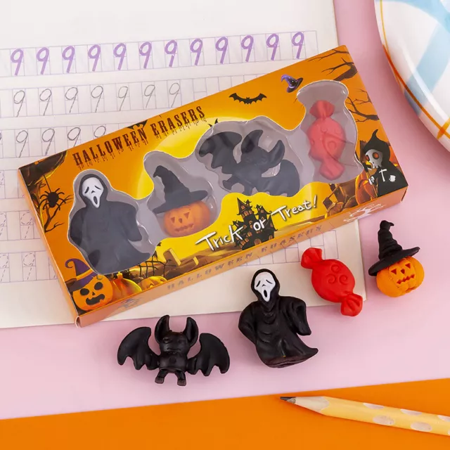 Creative Mini Cartoon Erasers Soft Durable Pencil Halloween Erasers Students