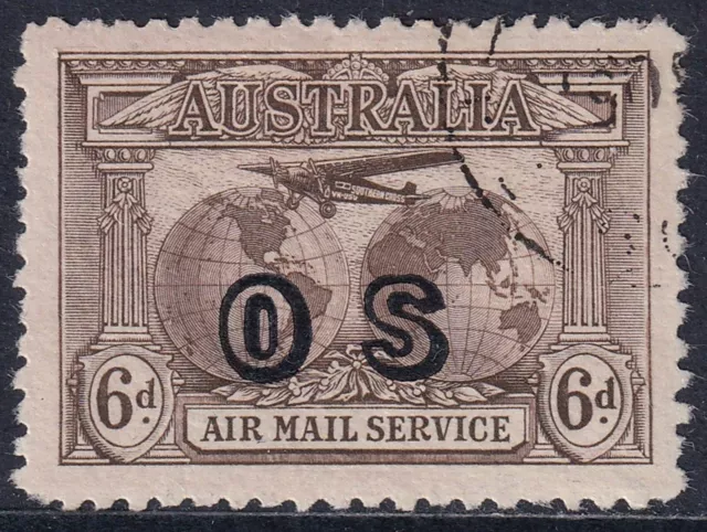 AUSTRALIA 1931 Kingsford Smith 6d with `OS` overprint SG 139a Used (CV £60)