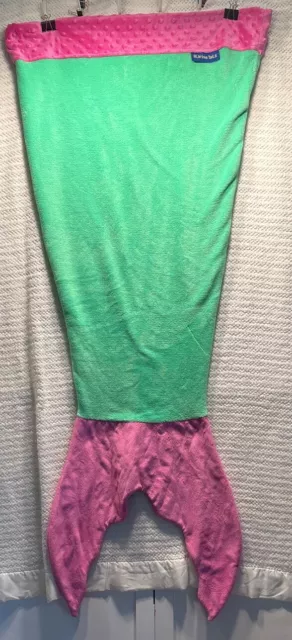 Blankie Tails Mermaid Tail Blanket Soft Fabric Pink and Green