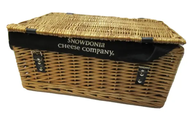 Rare Snowdonia cheese Company Picnic Hamper Basket Storage Trunk with straw