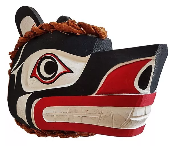Northwest Coast BC Canada First Nations Indigenous Art Cedar WOLF Carving Mask