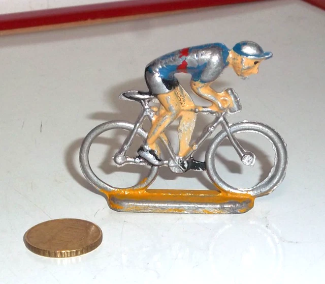 Figurine Cycliste Tour De France Années 60 - Plastique Peint, Hauteur 60 Mm, Vintage