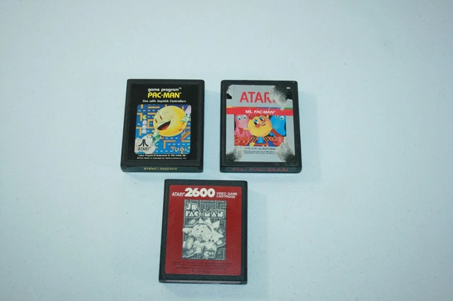 Pac-Man Ms Pac-Man Jr Pac-Man Atari 2600 Lot of 3 Games TESTED WORKING