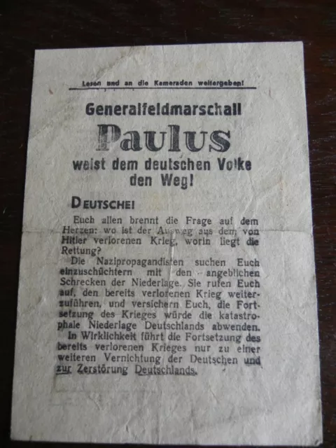 Orig.Altes Flugblatt 2.Weltkrieg an Deutsche Soldaten(Russ)