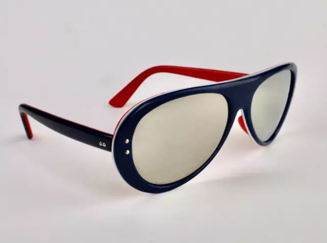 Vintage 1970's Mirror Finish Red, White & Blue Aviator Sunglasses Made in Japan