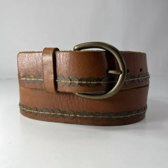 Abercrombie & Fitch Wide Brown Genuine Leather Belt - Women's Size 34