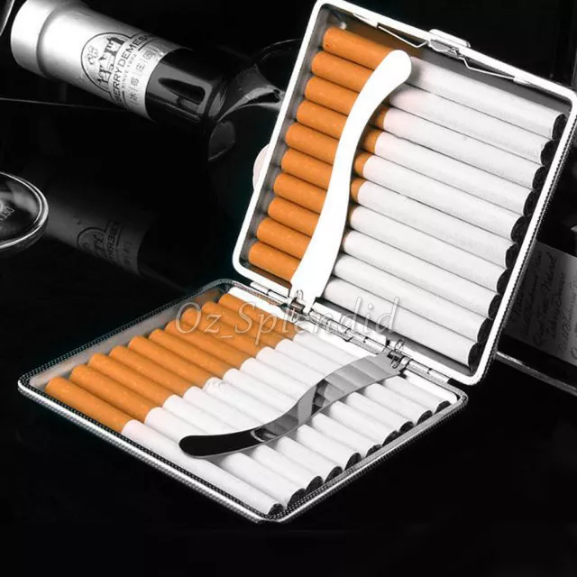 Stainless Steel Silver Cigarette Case Tobacco Pocket Pouch Holder Box Cigar OZ