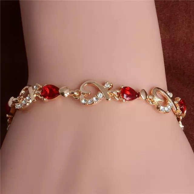 Women Luxury Zircon CZ Crystal Cuff Gold Bracelet Bangle Chain Wedding Jewelry