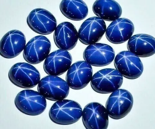 6 Rays Blue Star Sapphire 10x14 MM Oval Cabochon Ring Size Loose  Gemstone