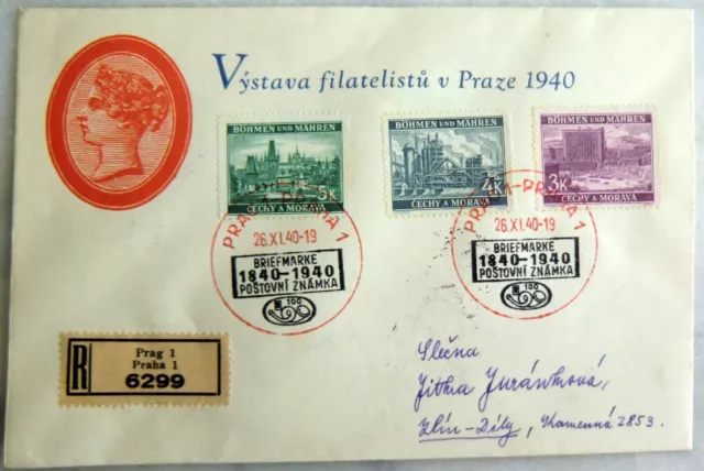 DR Rec-Brief  Böhmen und  Mähren, Ausstellung für Philatelisten Prag 1940