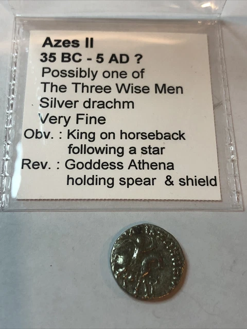 SASA King Azes II of Baktria East of Bethlehem Silver Drachm
