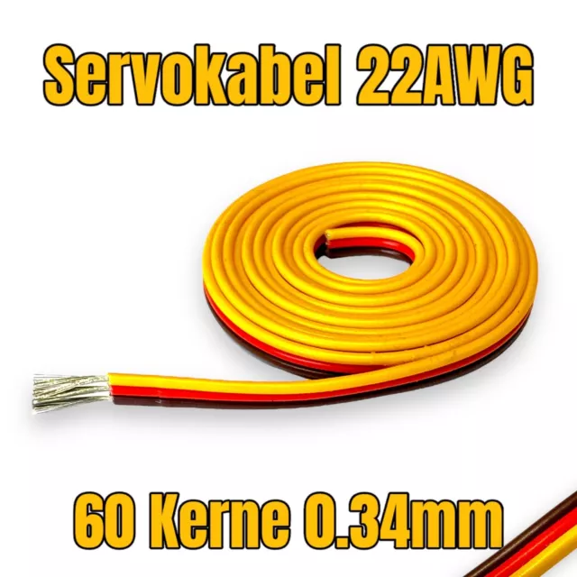 ✅ Servokabel Litze 26AWG 22AWG Kabel 1 2 3 4 5 10 Meter 3 Adrig für JR Futaba ✅ 2