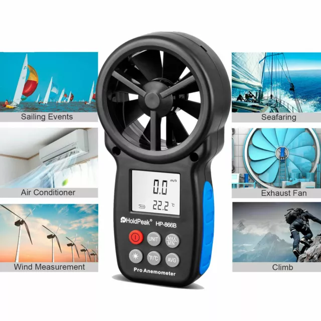 Digital LCD Display Handheld Anemometer Air Wind Speed Gauge Meter Tool Kit AU