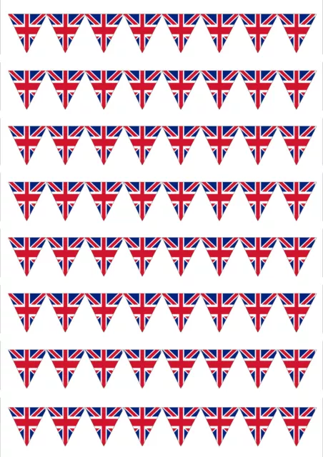 64 Union Jack SMALL Style Royal Bunting Edible Wafer Paper/Icing Cake Topper