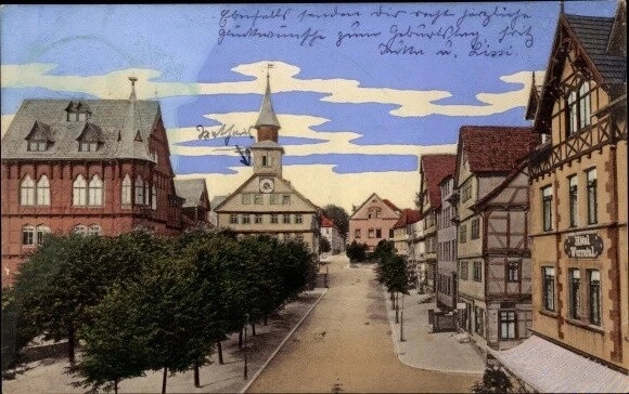 Ak Bad Sooden Allendorf in Hessen, Straßenpartie im Ort, Rathaus,... - 3056153