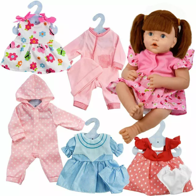 12-16" New Born Baby Doll Outfits Baby Dolls Clothes Romper Pink Dress 2 Designs