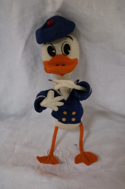 Ancienne Figurine Donald Duck En Feutrine – Sisco Italy – Vintage 1960 – Etat D'usage