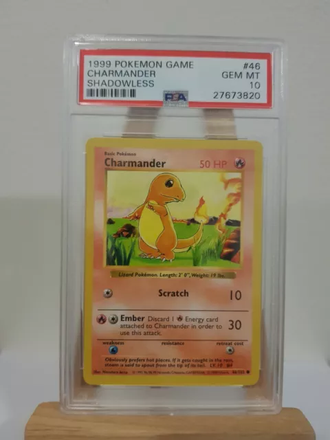 1999 Pokemon Base Set Shadowless Charmander #46/102 PSA 10 GEM MINT
