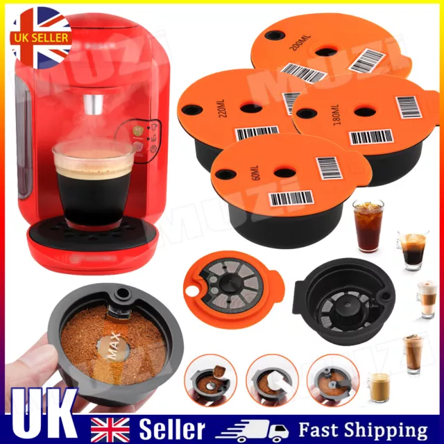 60-220 ML Refillable/Reusable Coffee Capsule Pods Cups For Bosch Tassimo Machine