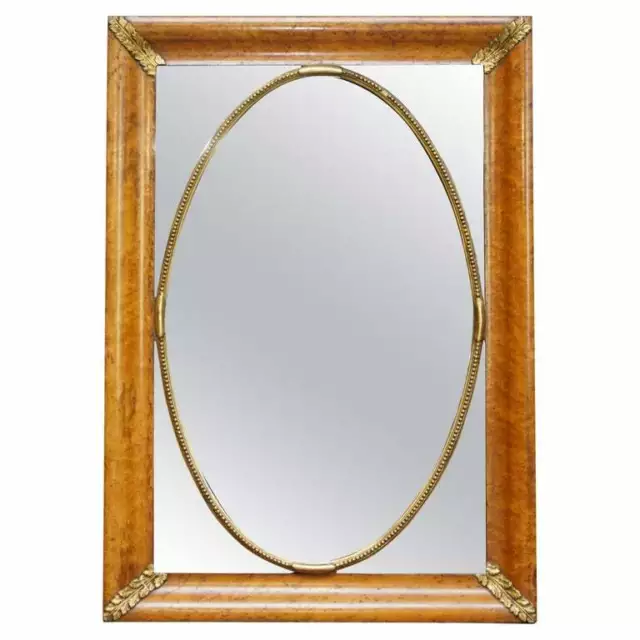 Stunning 19Th Century Burr Walnut French Mirror With Giltwood Decoration