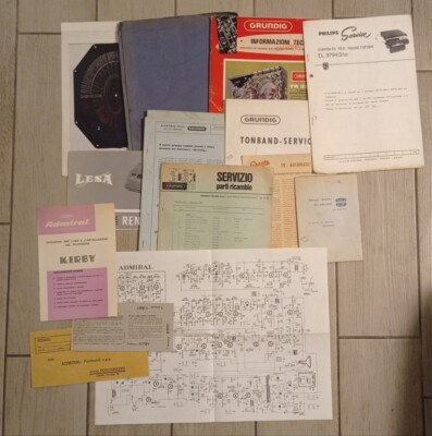 LOTTO STOCK MANUALI ASSISTENZA TECNICA TV RADIO GRUNDIG ADMIRAL GRAETS LESA RARO 