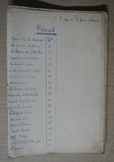Ancien Cahier de musique 19 partitions+paroles manuscrites / sans couverture -2-